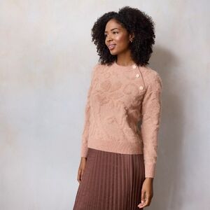 Lauren Conrad Pink Button Detail Knit Sweater
